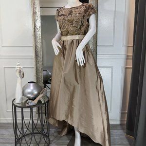Antique Gold Formal Evening MOB Dress Gown
